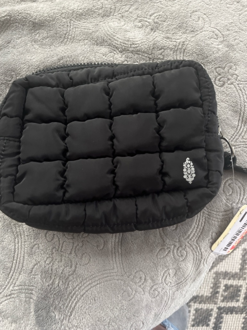 Free People Quilted Black Cosmetic Bag Pouch NWT Travel Makeup Organizer